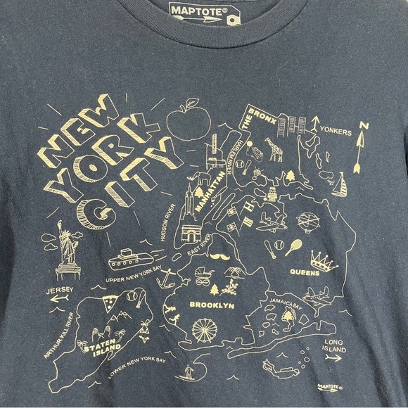Maptote map of NYC graphic navy blue tee shirt - Picture 2 of 5